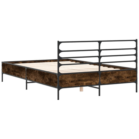 vidaXL Bed Frame without Mattress Smoked Oak 120x200 cm