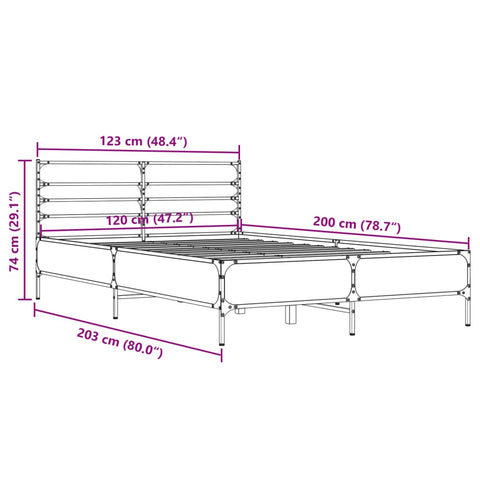 vidaXL Bed Frame without Mattress Smoked Oak 120x200 cm