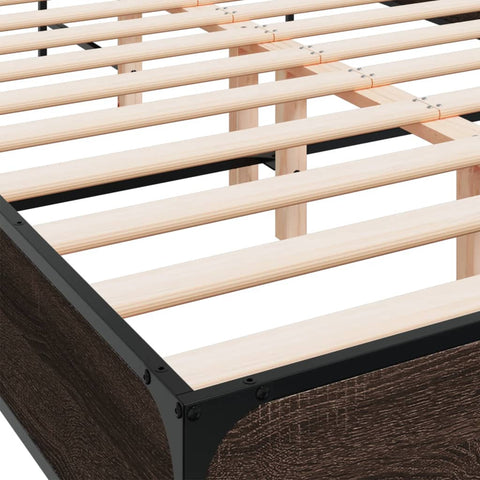 vidaXL Bed Frame without Mattress Brown Oak 140x200 cm