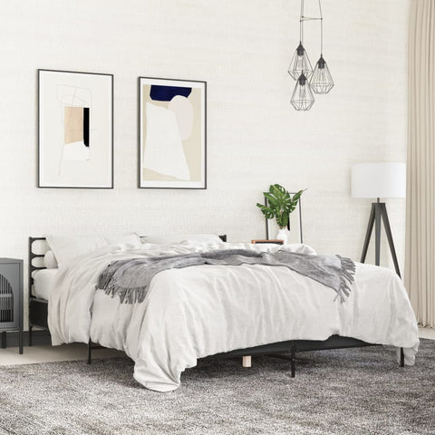 vidaXL Bed Frame without Mattress Black 150x200 cm King Size
