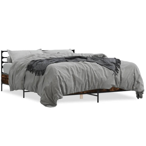 vidaXL Bed Frame without Mattress Smoked Oak 150x200 cm King Size