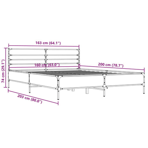 vidaXL Bed Frame without Mattress Black 160x200 cm