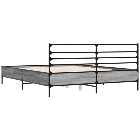 vidaXL Bed Frame without Mattress Grey Sonoma 160x200 cm