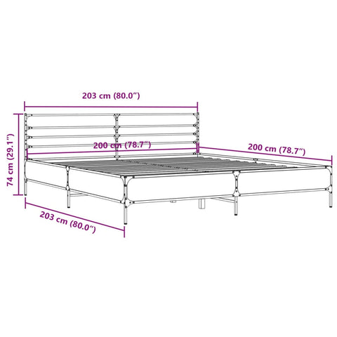 vidaXL Bed Frame without Mattress Black 200x200 cm