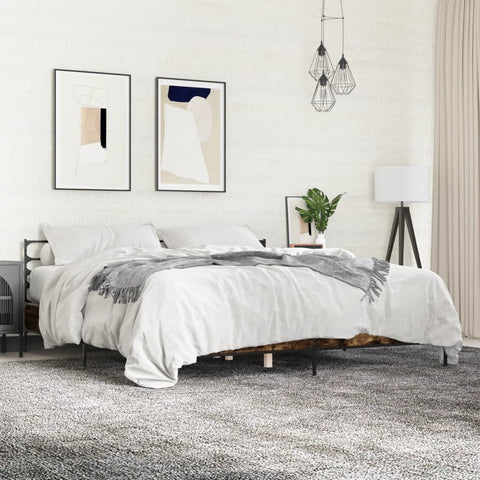 vidaXL Bed Frame without Mattress Smoked Oak 200x200 cm