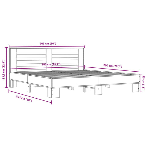 vidaXL Bed Frame without Mattress Brown Oak 200x200 cm