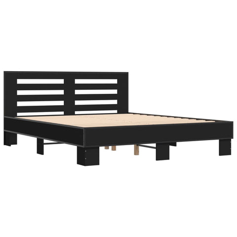 vidaXL Bed Frame without Mattress Black 150x200 cm King Size