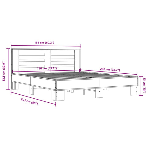 vidaXL Bed Frame without Mattress Black 150x200 cm King Size