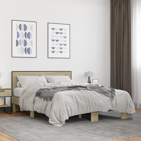 vidaXL Bed Frame without Mattress Sonoma Oak 140x200 cm