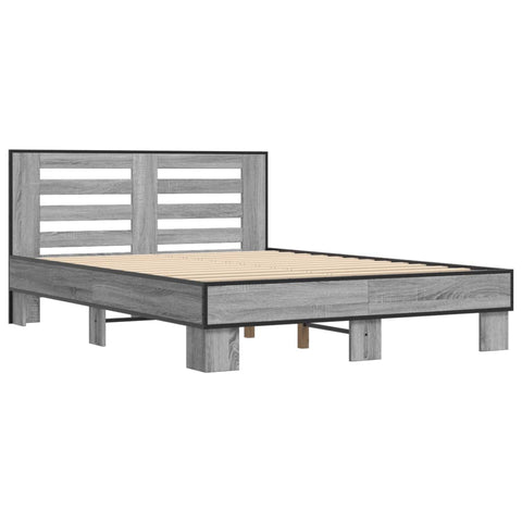 vidaXL Bed Frame without Mattress Grey Sonoma 140x190 cm