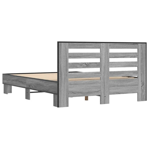 vidaXL Bed Frame without Mattress Grey Sonoma 140x190 cm