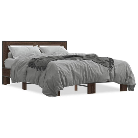 vidaXL Bed Frame without Mattress Brown Oak 140x190 cm