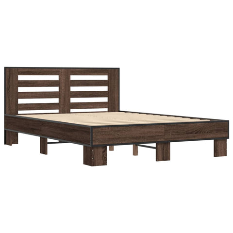 vidaXL Bed Frame without Mattress Brown Oak 140x190 cm