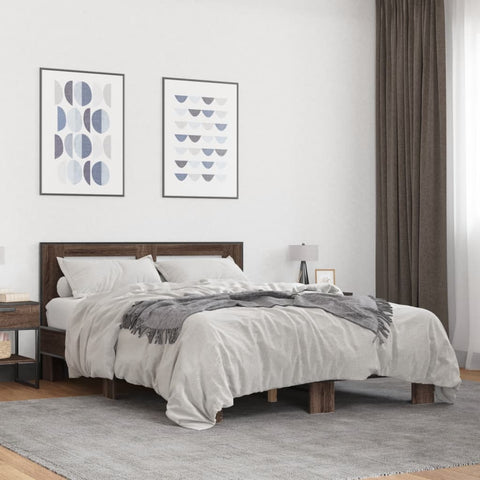 vidaXL Bed Frame without Mattress Brown Oak 140x190 cm