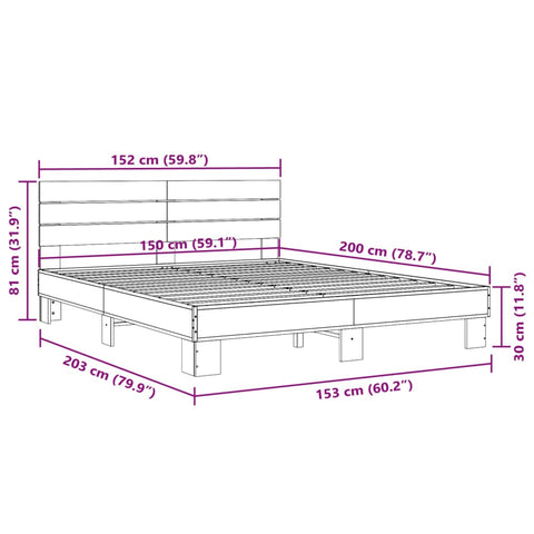 vidaXL Bed Frame without Mattress Black 150x200 cm King Size