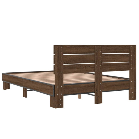 vidaXL Bed Frame without Mattress Brown Oak 140x200 cm