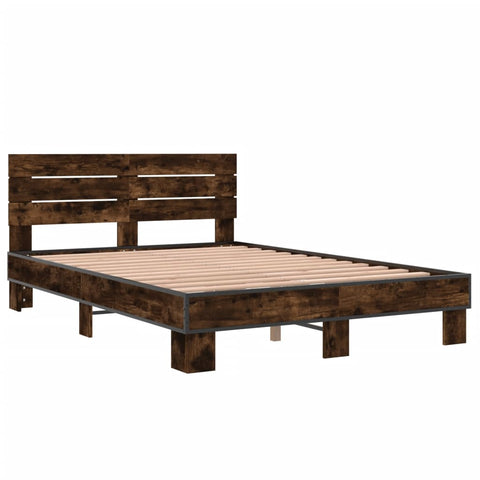 vidaXL Bed Frame without Mattress Smoked Oak 120x190 cm Small Double