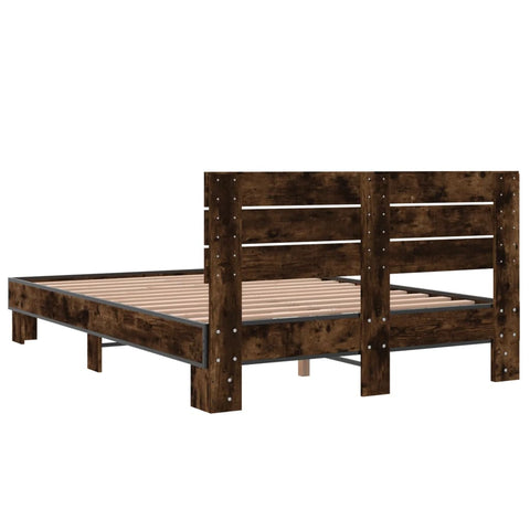 vidaXL Bed Frame without Mattress Smoked Oak 120x190 cm Small Double