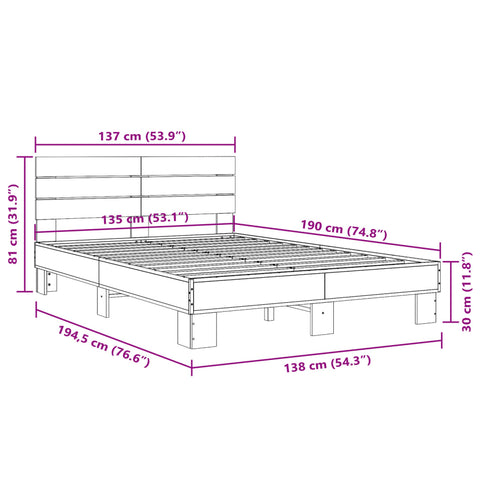 vidaXL Bed Frame without Mattress Black 135x190 cm Double