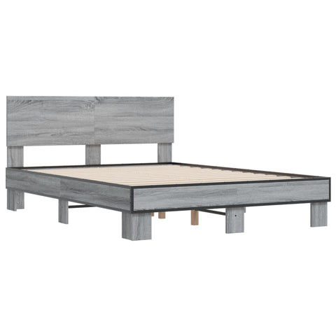 vidaXL Bed Frame without Mattress Grey Sonoma 120x200 cm