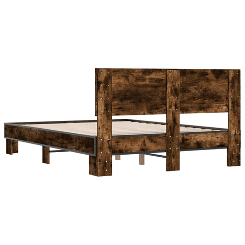 vidaXL Bed Frame without Mattress Smoked Oak 135x190 cm Double