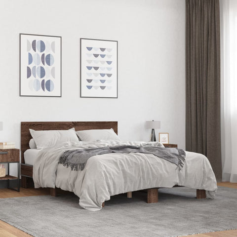 vidaXL Bed Frame without Mattress Brown Oak 135x190 cm Double