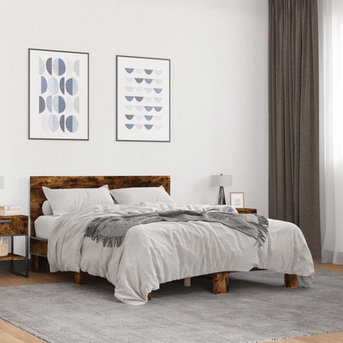 vidaXL Bed Frame without Mattress Smoked Oak 140x190 cm