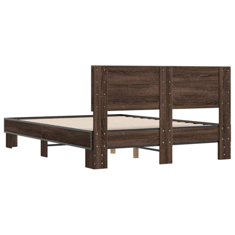vidaXL Bed Frame without Mattress Brown Oak 140x190 cm