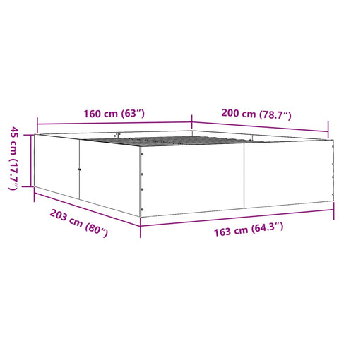 vidaXL Bed Frame without Mattress Grey Sonoma 160x200 cm