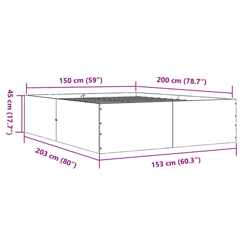 vidaXL Bed Frame without Mattress Brown Oak 150x200 cm King Size