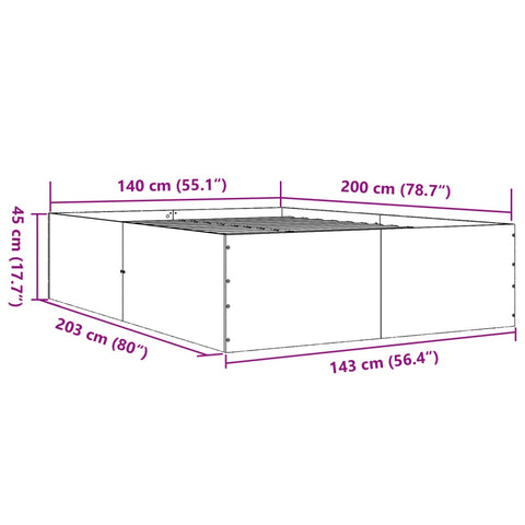 vidaXL Bed Frame without Mattress Smoked Oak 140x200 cm