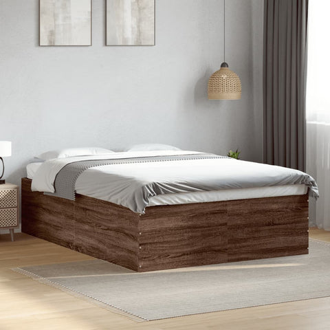 vidaXL Bed Frame without Mattress Brown Oak 140x200 cm