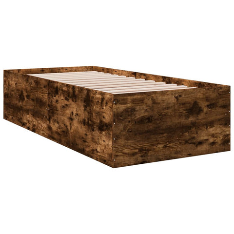 vidaXL Bed Frame without Mattress Smoked Oak 100x200 cm