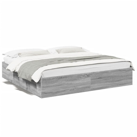 vidaXL Bed Frame without Mattress Grey Sonoma 180x200 cm Super King