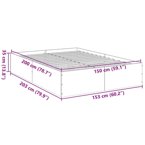 vidaXL Bed Frame without Mattress Concrete Grey 150x200 cm King Size