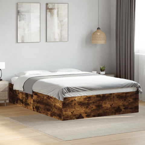 vidaXL Bed Frame without Mattress Smoked Oak 120x190 cm Small Double