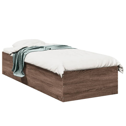 vidaXL Bed Frame without Mattress Brown Oak 100x200 cm