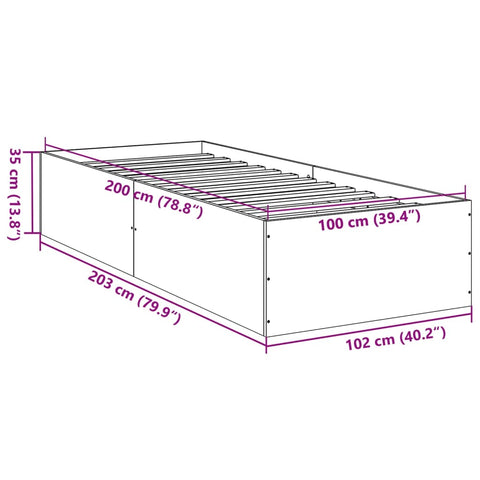 vidaXL Bed Frame without Mattress Brown Oak 100x200 cm
