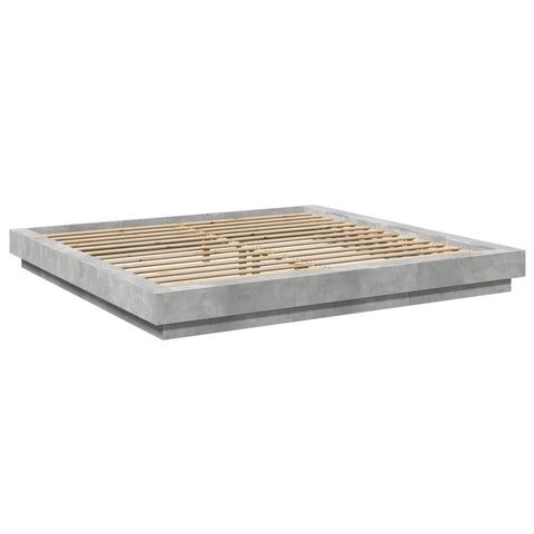 vidaXL Bed Frame with LED Lights without Mattress Concrete Grey 200x200cm