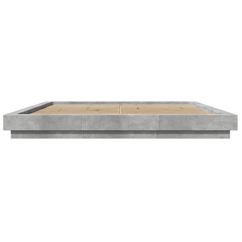 vidaXL Bed Frame with LED Lights without Mattress Concrete Grey 200x200cm