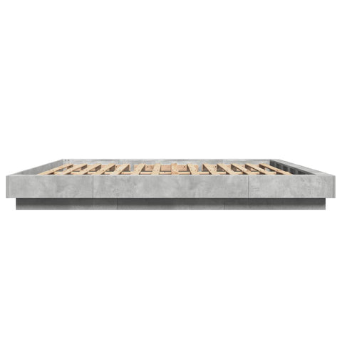 vidaXL Bed Frame with LED Lights without Mattress Concrete Grey 200x200cm