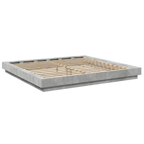 vidaXL Bed Frame with LED Lights without Mattress Concrete Grey 200x200cm