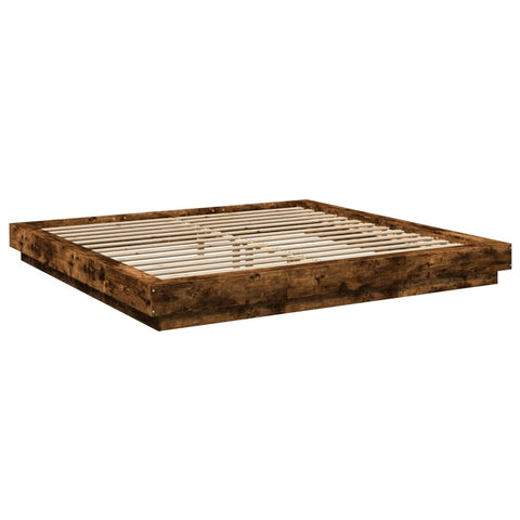 vidaXL Bed Frame with LED Lights without Mattress Smoked Oak 200x200cm