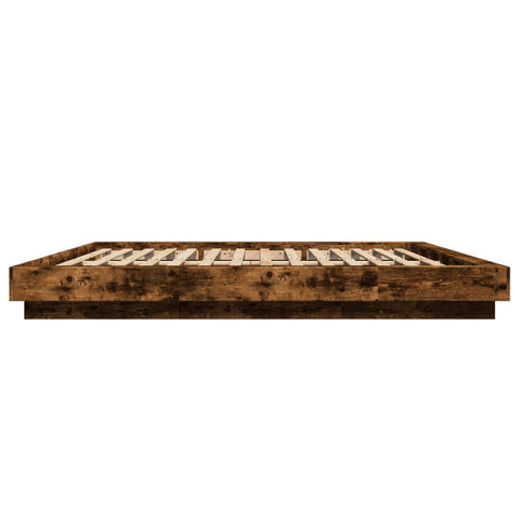 vidaXL Bed Frame with LED Lights without Mattress Smoked Oak 200x200cm