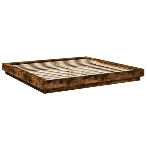 vidaXL Bed Frame with LED Lights without Mattress Smoked Oak 200x200cm