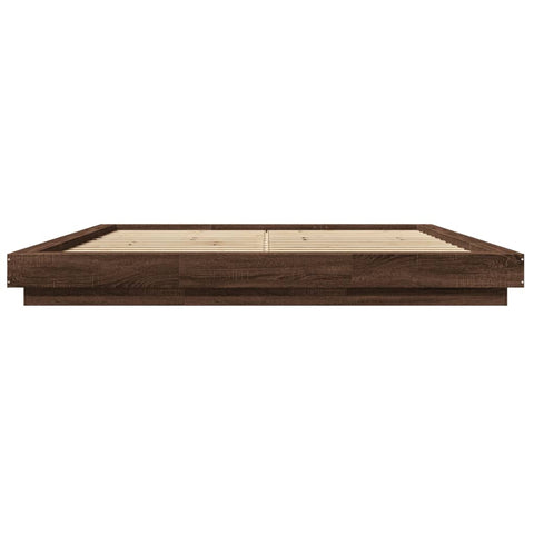 vidaXL Bed Frame with LED Lights without Mattress Brown Oak 200x200cm