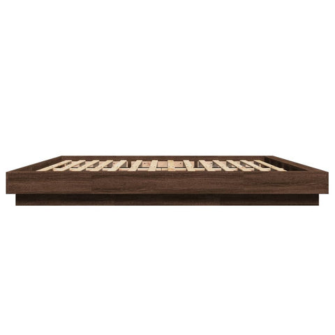 vidaXL Bed Frame with LED Lights without Mattress Brown Oak 200x200cm