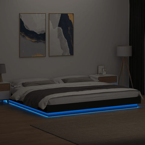 vidaXL Bed Frame with LED Lights without Mattress Black 180x200cm