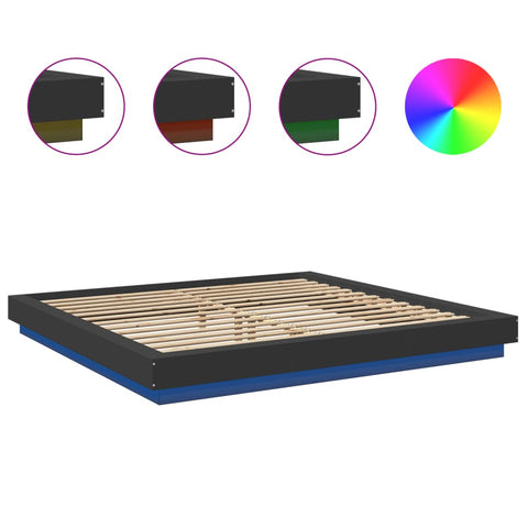vidaXL Bed Frame with LED Lights without Mattress Black 180x200cm