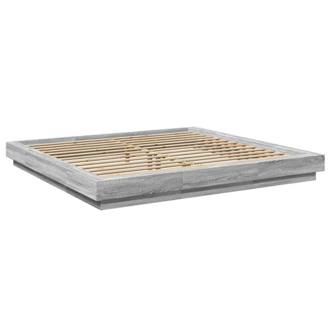 vidaXL Bed Frame with LED Lights without Mattress Grey Sonoma 180x200cm